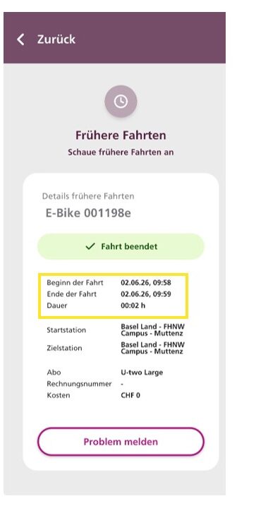 Large: Gratis-Fahrt erkennen